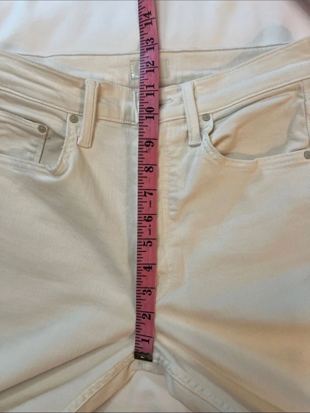 MOTHER The Tomcat Ankle Cream Puffs High Rise Straight Leg Jean Off White 27